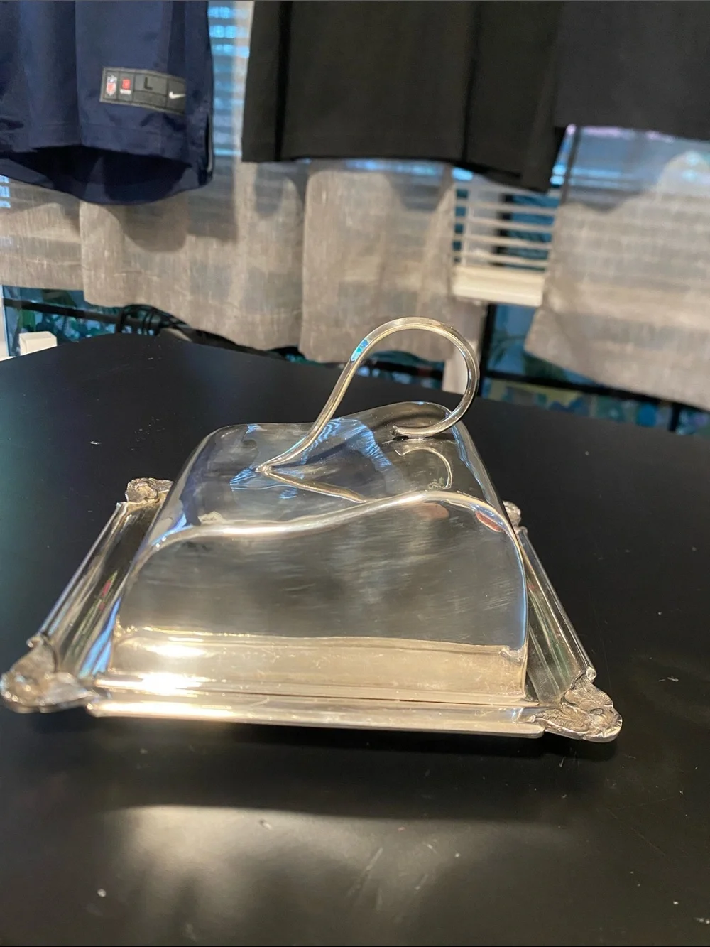 Silver Butter Dish with Handle